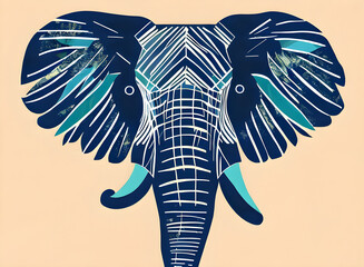 Elephant illustration, bright portrait picture of a elephant, low poly, infographics, flat design. Generative AI.