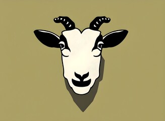 Goat illustration, bright portrait picture of a Goat, low poly, infographics, flat design. Generative AI.