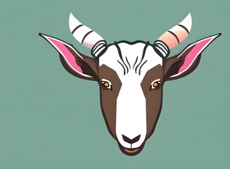 Goat illustration, bright portrait picture of a Goat, low poly, infographics, flat design. Generative AI.