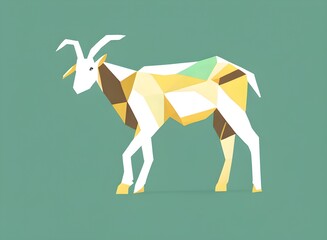 Goat illustration, bright picture of a Goat, low poly, infographics, flat design. Generative AI.
