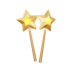 Star magic wands 3d rendering illustration