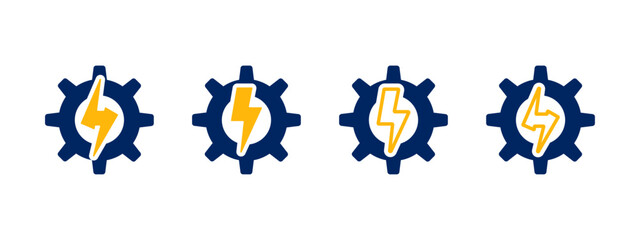energy production icon vector illustration. energy with gear in flat style concept.