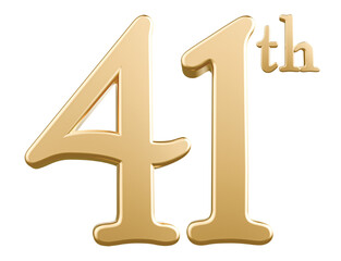 Obraz premium Happy Anniversary 41th year 3d gold number with Generative AI