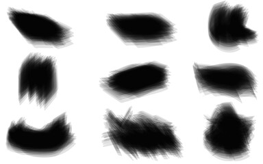 Set of vectorized brush strokes, brush strokes on transparent background. brush strokes. Hand drawn paint and brush texture