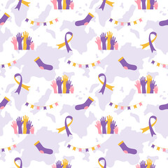 World Down Syndrome Day Seamless Pattern Design in Template Hand Drawn Cartoon Flat Illustration