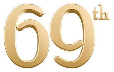 Happy Anniversary 69th year 3d gold number with Generative AI