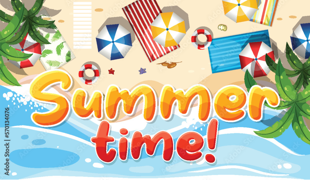 Sticker summer time banner poster template