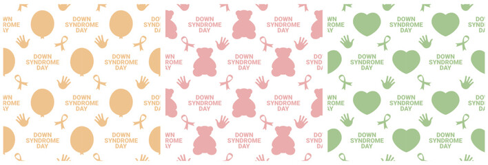 World Down Syndrome Day Seamless Pattern Design in Template Hand Drawn Cartoon Flat Illustration