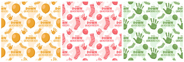 World Down Syndrome Day Seamless Pattern Design in Template Hand Drawn Cartoon Flat Illustration