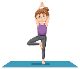 Woman practicing yoga on mat