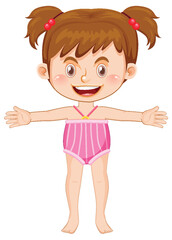 Cute girl cartoon character wearing swimming suit