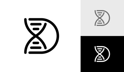 DNA symbol with letter D logo design