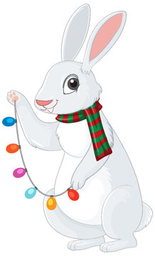A rabbit holding light bulb