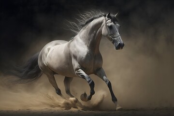 Obraz na płótnie Canvas horse running created using AI Generative Technology