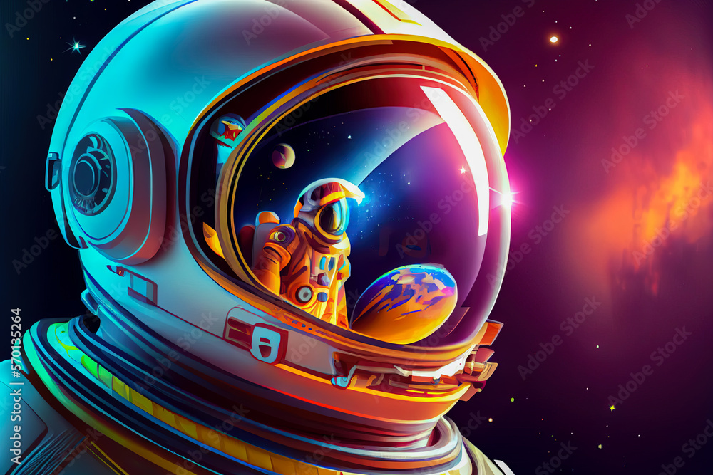 Poster astronaut in space suit in space portrait. generative ai