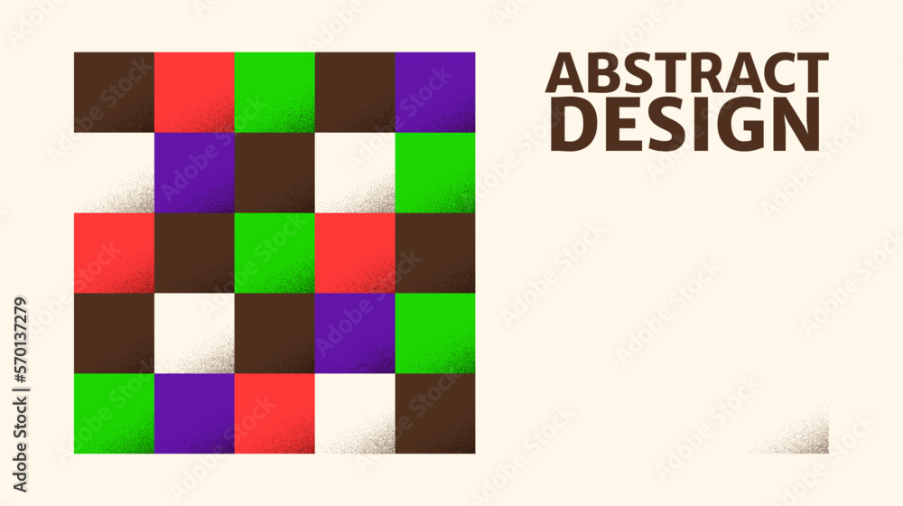 Poster Abstract square shapes graphic design. Modern brutalist poster in bold colors with texture. Modernism design template layout. Geometric background