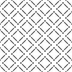 Black And White Geometric Line Dot Diamond Pattern