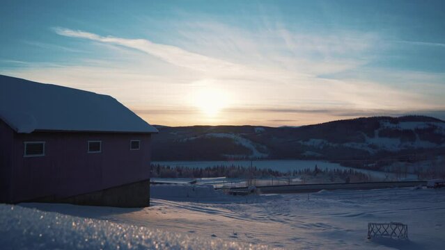 Sledding on Christmas day during winter in Norway