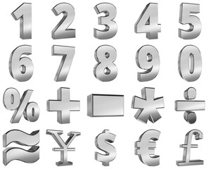 Set of transparent 3d numbers