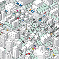 街並みの立体図. 都市の景観. 