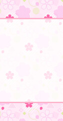 ポップでキュートな図形と桜の花柄のカード　縦長