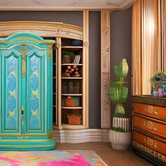 A colorful armoire in a eclectic nursery1, Generative AI