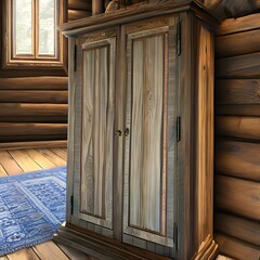A rustic armoire in a mountain cabin1, Generative AI
