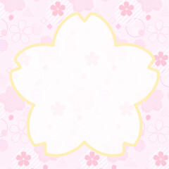 パステルキュートな図形と桜の花の形のカード　正方形