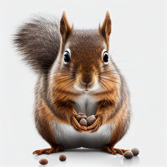 squirrel eating nut, squirrel with nut in hand illustration generated by AI