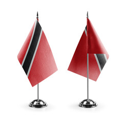 Small national flags of the Trinidad and Tobago on a white background