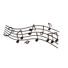 Music notes design element, Vector hand drawn illustration.