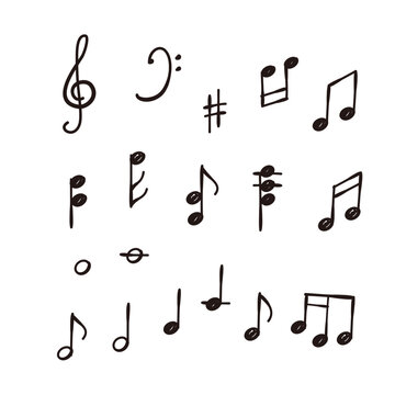 Music notes icon set, Vector hand drawn illustration.