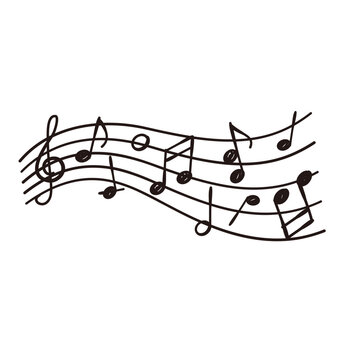 Music notes design element, Vector hand drawn illustration.
