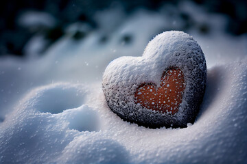 red and white snow covered heart
