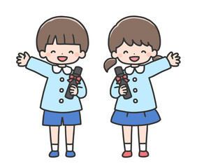 卒園式の男の子と女の子