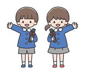 卒園式の男の子と女の子