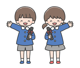 卒園式の男の子と女の子