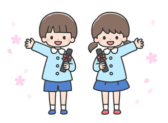 卒園式の男の子と女の子