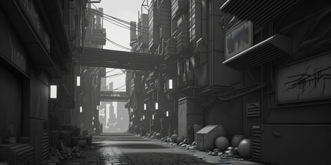 Cyberpunk 8K greyscale displacement map texture for modeling. Generative AI