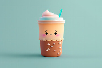 Kawaii ice cream dessert in pastel