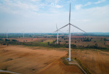Electric power from wind turbines. farm of clean energy