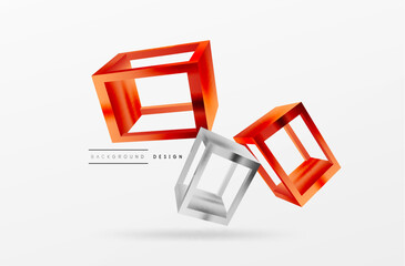 3D cube shapes vector geometric background. Trendy techno business template for wallpaper, banner, background or landing