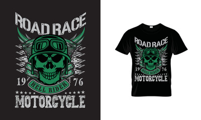 Road Race Hell Rider 1976 Motorcycle Vector T-Shirt Design.