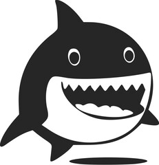 Black and white light logo with a nice cheerful shark.