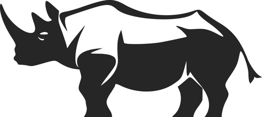 Black and white simple logo with sweet rhinoceros