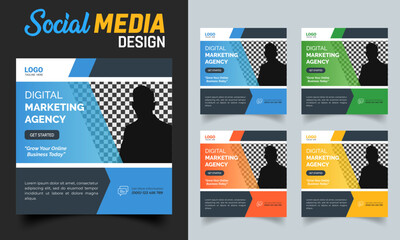 Modern marketing social media post design set bundle template design fully editable 
