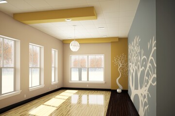 interior of yoga & dance classroom. Generative AI