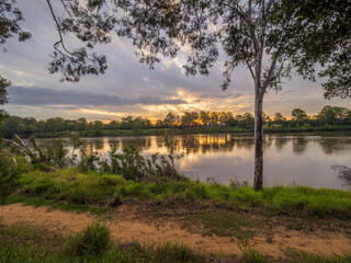 sunset over the river