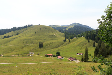 Mountain panorama view in Bavarian Alps at German Alpine Road, Germany