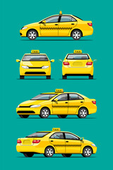Yellow Taxi car service transport vector illustration